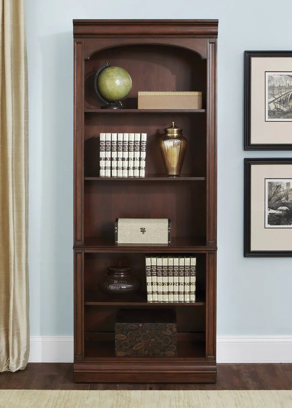 Liberty Furniture Brayton Manor Jr Executive Open Bookcase in Cognac