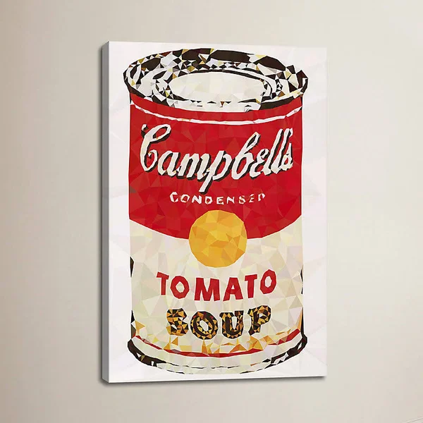 Brayden Studio Cambells Soup Can Derezzed by Vintage Advertisement on Wrapped Canvas - Size: 26x22 H x 18x22 W x 0.75x22 D