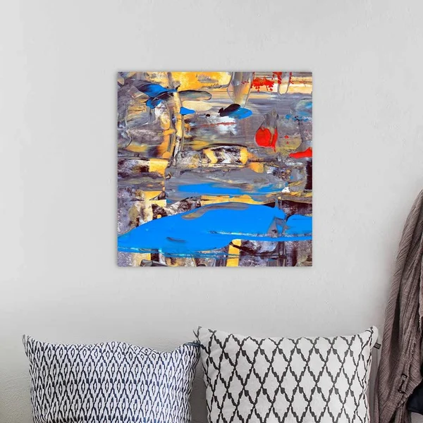 Blue and Yellow Abstract - Large Solid-Faced Canvas Wall Art Print, Great Big Canvas