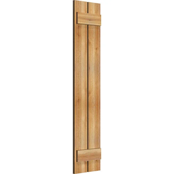 Ekena Millwork RBS06S11X051RWR 11 1/4x22W x 51x22H TimberCraft Two 5 3/8x22 Boards Spaced Board-n-Batten Shutters, Rough Sawn We