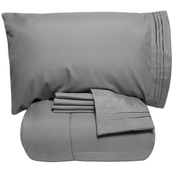 Twin 4 Piece Bed-in-a-Bag Comforter & Sheet Set, Cream