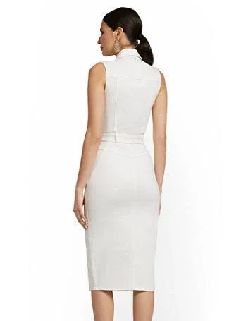 NYu0026Co Women's Sleeveless Denim Midi Dress White, Size X-Large, Spandex/Cotton