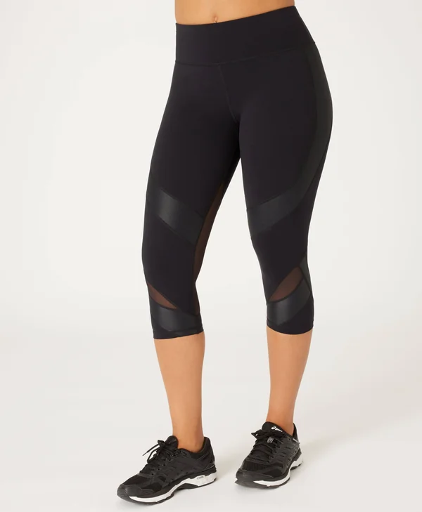 Sweaty Betty Workout Leggings, Power Mesh Cropped, Black, Women's L