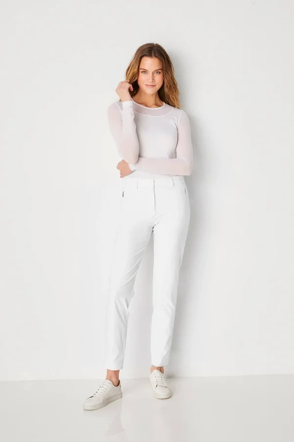 Thea Curvy Straight Leg Pants - White, L, Best Women's Travel Clothing