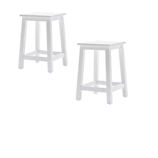 Home Square 17x22 Pure White Stool in Set of 2, 14.96 x 14.96 x 20.47