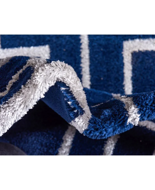 Marilyn Monroe Deco Glam Geometric Area Rug - 4& x 6& - Navy Blue/Silver