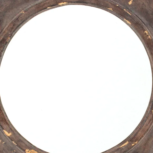 Rustic Style Wooden Wall Mirror with Hexagonal Frame, Silver and Brown