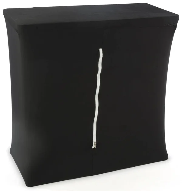 Portable Trade Show Counter Kiosk with Pop Up Stand, 38x22W x 38.5x22H, Stretch COVER, Wheeled Case