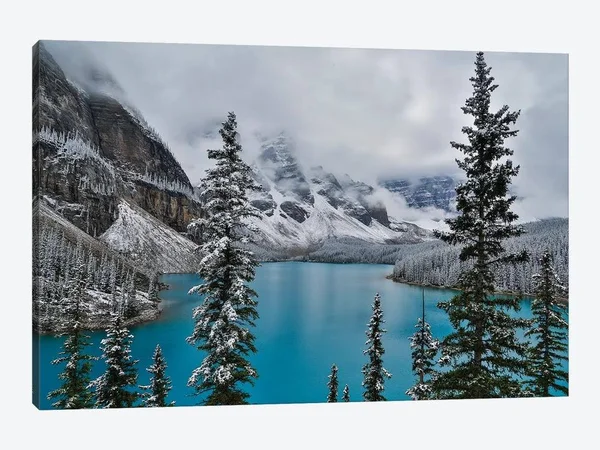iCanvas Lake Moraine with Fresh Late Summer Snow Banff National Park - Alberta, Canada Art by Sylvia Gulin Canvas Art Wall Decor