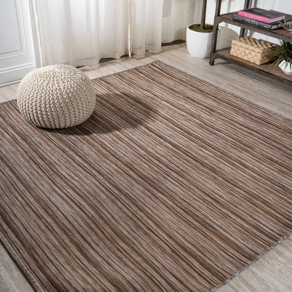 Jonathan Y Finn Modern Farmhouse Pinstripe Natural/Brown Area Rug - 6& Square