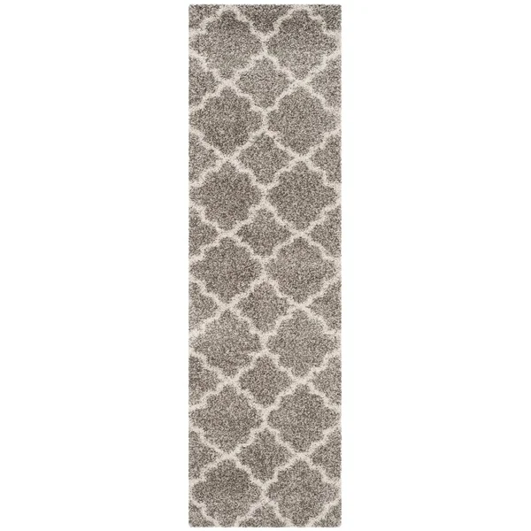 Safavieh Hudson Shag Vitchka Glam Trellis 2-Inch Thick Rug - 5& x 5& Round - Slate Blue/Ivory