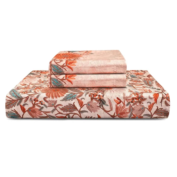 Trident Cotton 3 Piece Sateen Weave Digital Print Sheet Set (King - Viviana)