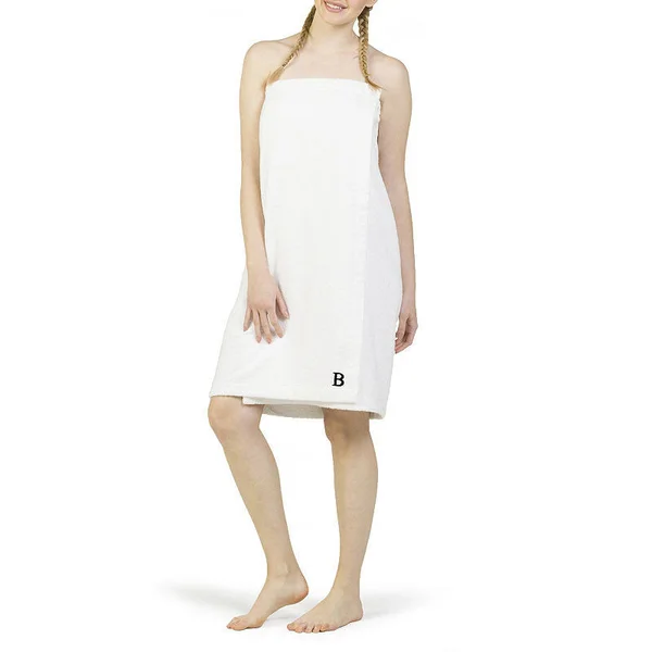 Linum Home Textiles Turkish Cotton Personalized Women's Terry Body Wrap - White