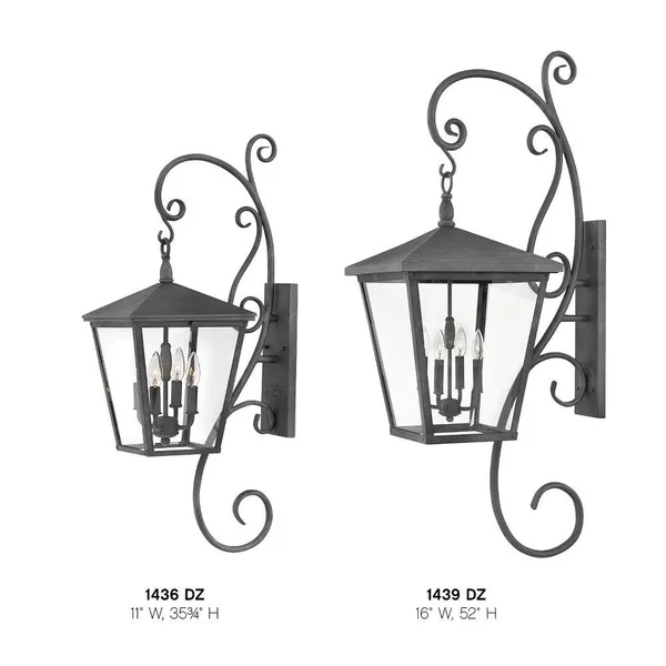 Hinkley Lighting 1436DZ-LL Trellis Outdoor Wall Light, Aged Zinc