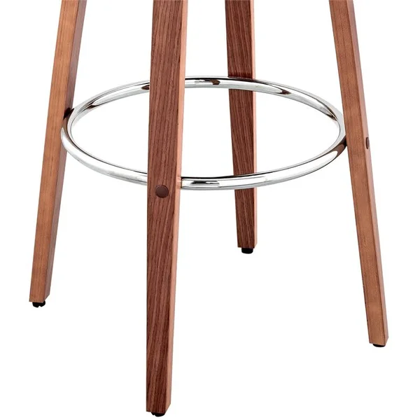 Armen Living Julius 30x22 Cream Faux Leather and Walnut Wood Bar Stool