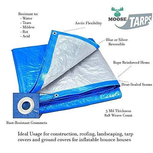 30& x 40& Blue & Silver Multi-Purpose Water Resistant Poly Tarp Cover