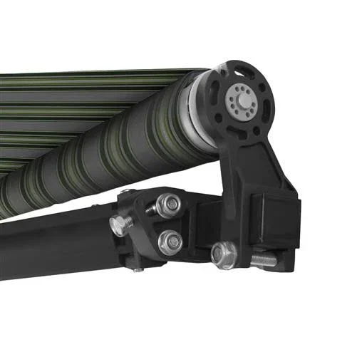 Aleko Abm20x10mstgr58-ap Motorized Retractable Black Frame Patio Awning 20 x 10 Feet - Multi-Striped Green
