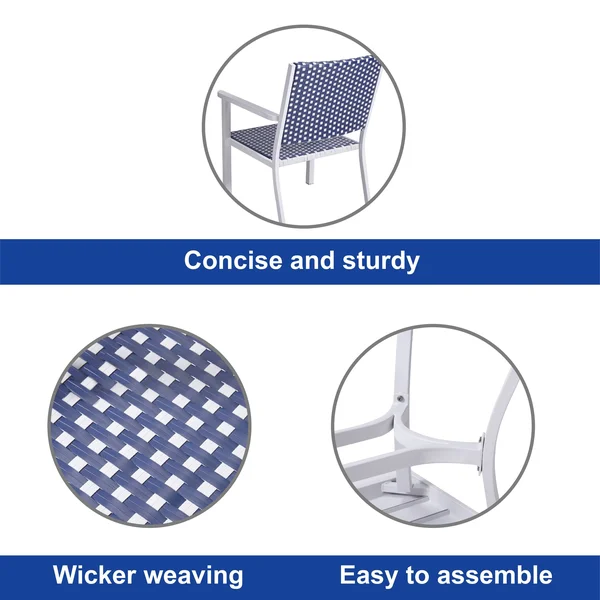 Peaktop 4 Piece Coastal Wicker Patio Conversation Set