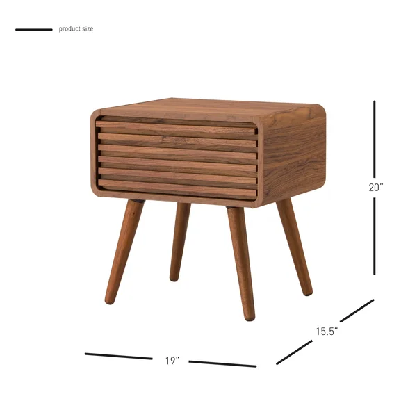 New Pacific Direct Wilson Slat Side Table, Walnut