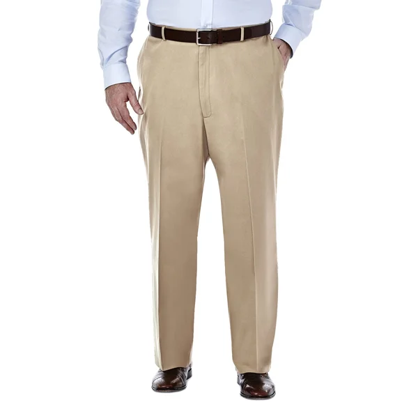 Haggar Khaki Big & Tall Premium No Iron Classic Fit Flat Front Pants