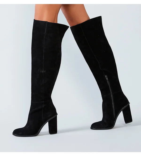 Gianni Bini Barrine Suede Over-The-Knee Block Heel Boots, Womens, 11M, Black - Dillard&s Exclusive