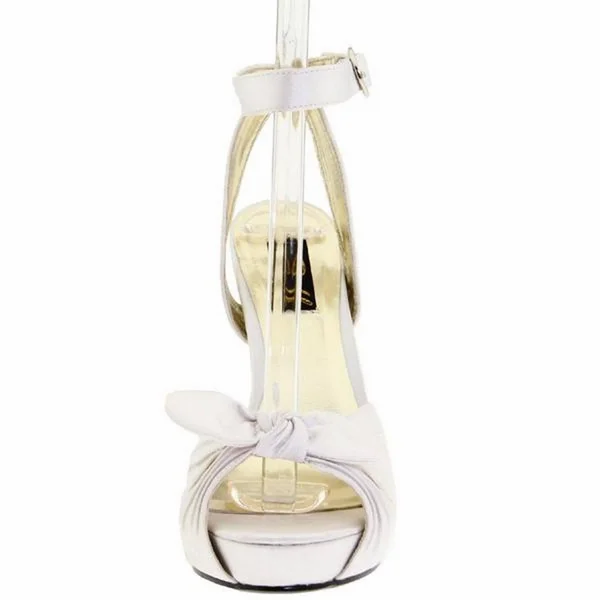 Pin Up Couture BETTIE-04 - 4 1/2 inch Retro Satin Sandal - Ivory 9