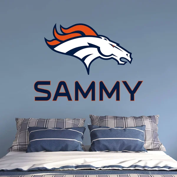 Denver Broncos: Stacked Personalized Name - Officially Licensed NFL TRANSFER Wall Decal in Giant (52.0x22W x 39.5x22H) Navy by F