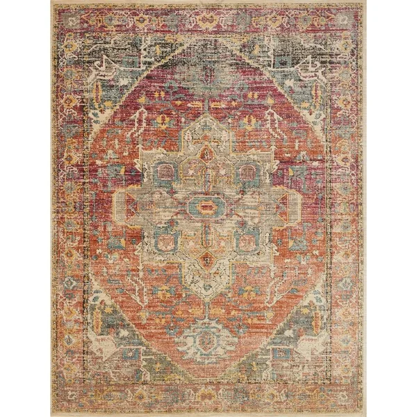 Alexander Home Genova Distressed Medallion Persian Area Rug - Grey/Multi 2&6x22 x 12&