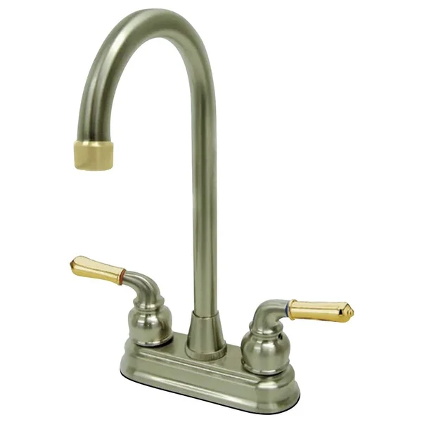 Kingston Brass GKB499 Water Saving Magellan Trim Bar Faucet with Lever Handles Satin Nickel & Polished Brass
