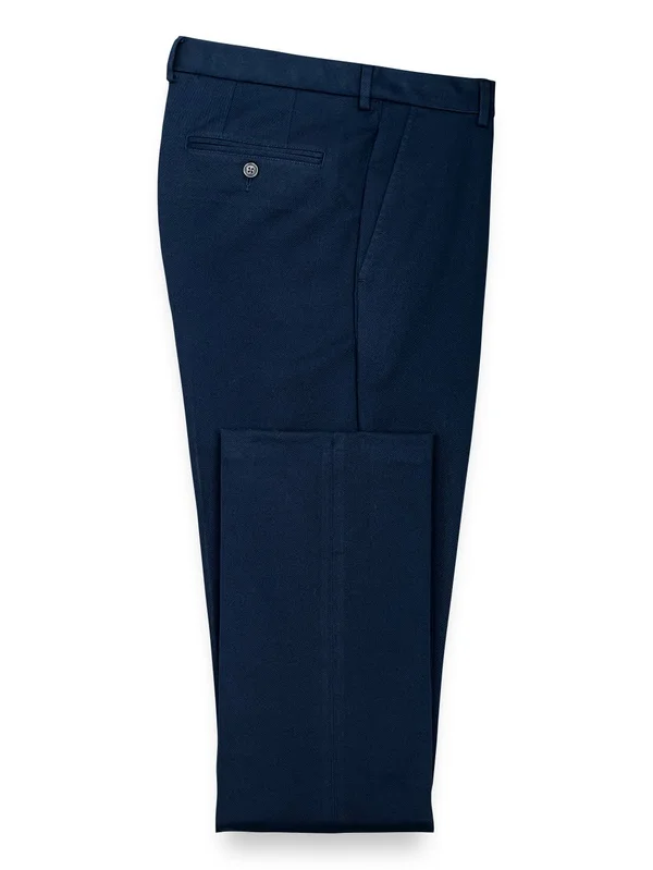 Men's Pants - Tailored Fit in Solid Navy Non Iron Impeccable Cotton - Paul Fredrick