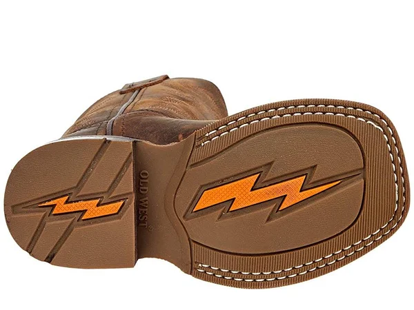 Old West Children's Broad Square Toe Boots - Brown