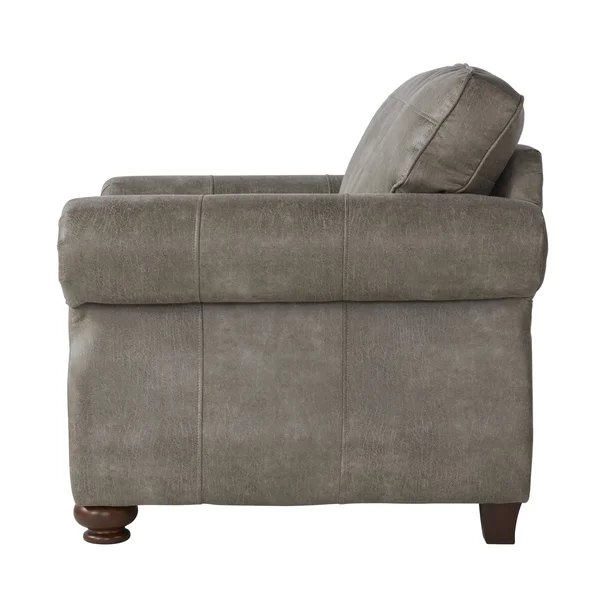 Roundhill Furniture Leinster Faux Leather Upholstered Accent Chair Stone Gray