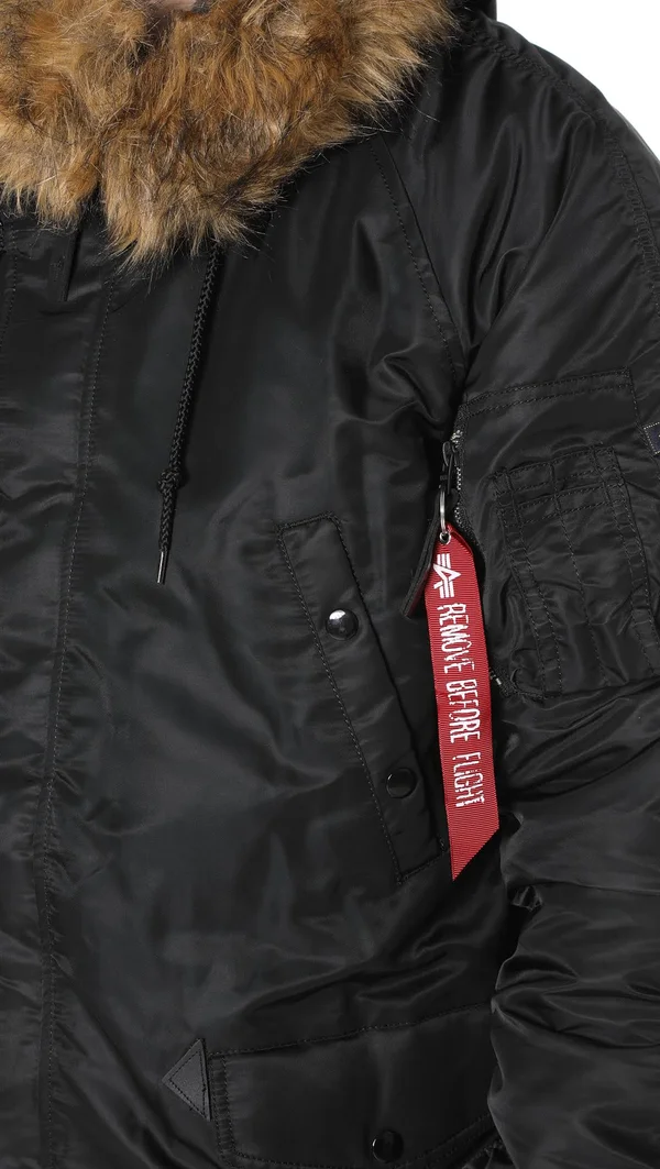 Alpha Industries Men's Black Slim Fit N-3B Parka