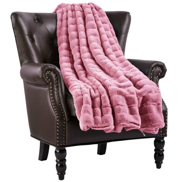 Ribbed 60 x 80 Super Soft Warm Cozy Couch Throw Blanket with Sherpa - Taupe