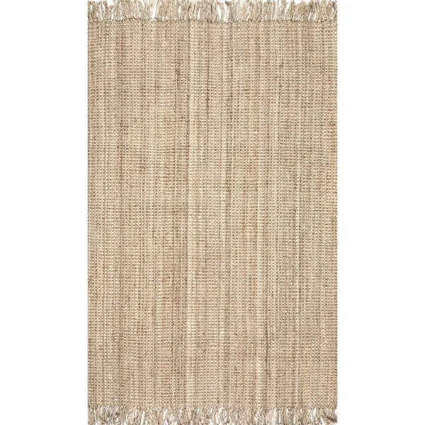 nuLOOM Beige Chunky Loop Jute Rug 6& Square