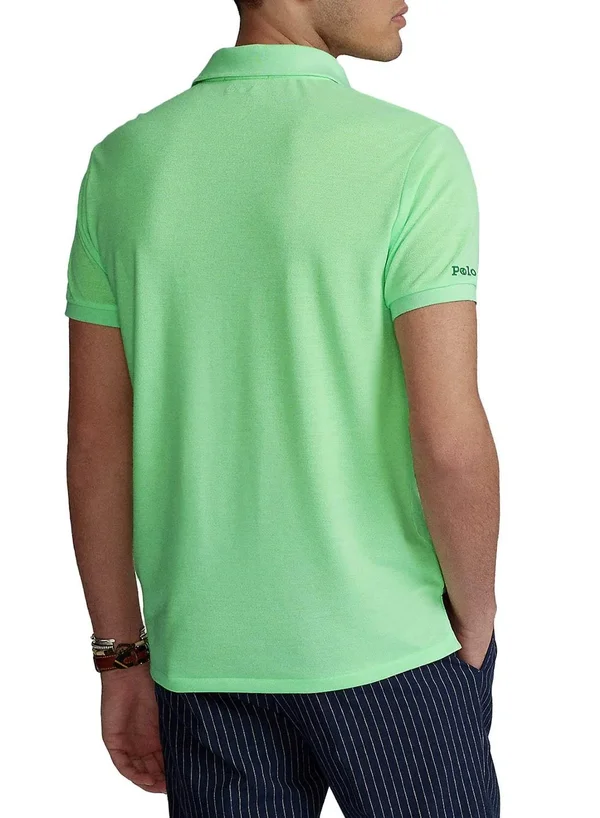 Polo Ralph Lauren Mens Cruise Lime Logo-embroidered Slim-Fit Recycled-polyester Polo Shirt L