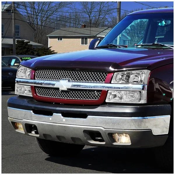 DNA Motoring for 03-06 Chevy Silverado/Avalanche 4pcs Headlight+Bumper Lamp Chrome Housing Clear Corner 1 Gen 04 05 Left+Right