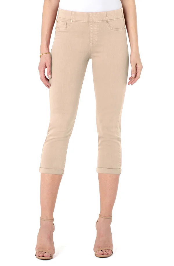 Liverpool Women's Chloe Crop Rolled Cuff High Performance Denim Jeans in Coral - Size 0