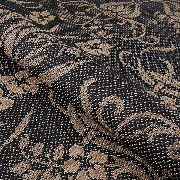 Couristan Recife Garden Cottage Area Rug, 8&6 inch Round, Black-Cocoa