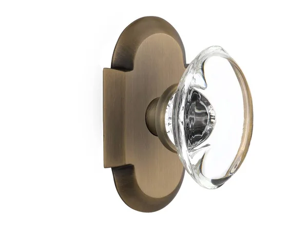 Nostalgic Warehouse 713026 Cottage Plate Single Dummy Oval Clear Crystal Glass Door Knob - Antique Brass