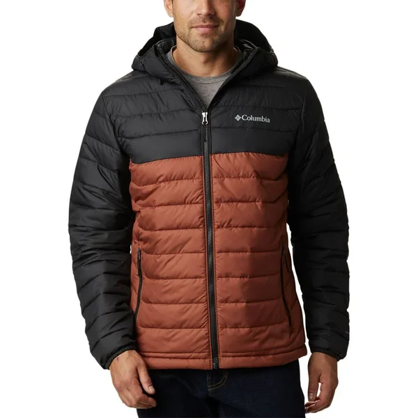 Columbia Men's Powder Lite Hooded Jacket - Large - Dark Amber - Black