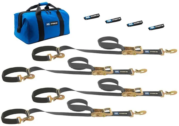 Mac's Tie-Downs 511108 Black Super Pack with 8' x 2' Combination Axle Straps