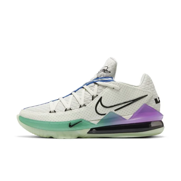Nike Lebron 17 Low Basketball Shoes in White/Spruce Aura Size 4.0, Knit