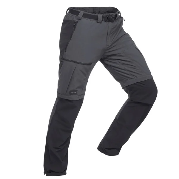 Forclaz Men's Trek 500, Convertible Hiking Pants in Carbon Gray, Size W42 L34