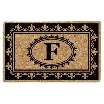 Harlen Fleur De Lys Heavy-Duty Coir Outdoor Door Mat Winston Porter Letter: F, Mat Size: 30x22 W x 48x22 L
