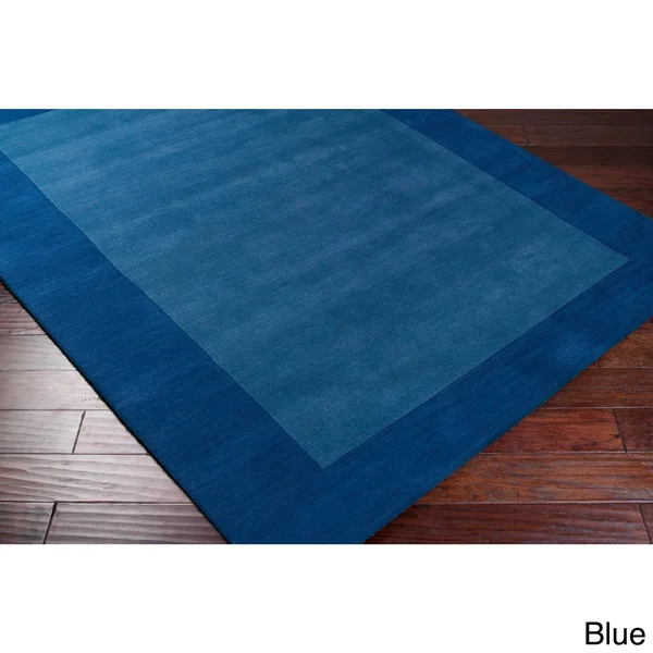 Hand-Loomed Risor Solid Bordered Wool Area Rug - 7&6 x 9&6 Red