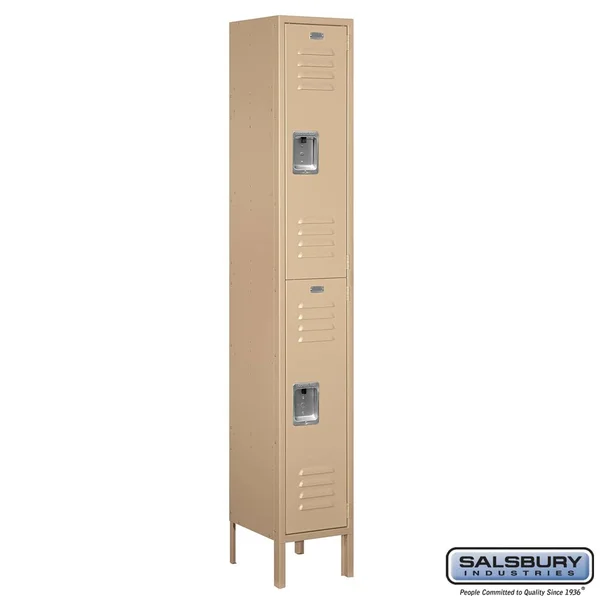 Salsbury Industries Tan-Double Tier Standard Metal Locker 6 Feet x 12 Inches