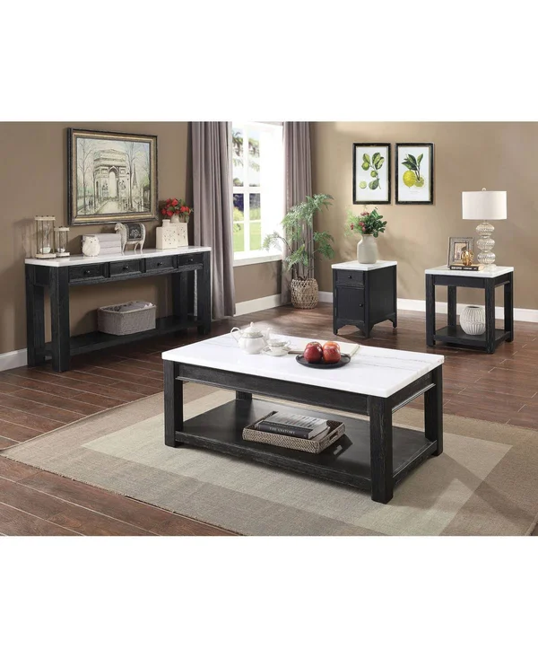 Furniture of America Benley Marble Top Coffee Table - Black