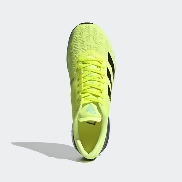 Adidas Adizero Boston 9 Shoes - Men's - Solar Yellow, Core Black, Blue - 8.5