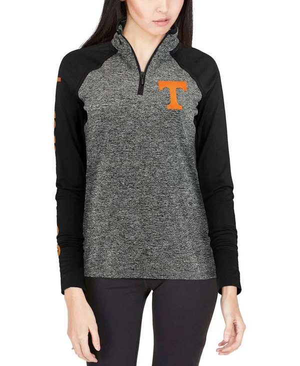 Tennessee Volunteers Women's Finalist Quarter-Zip Pullover Jacket - Gray/Black - Size: XL